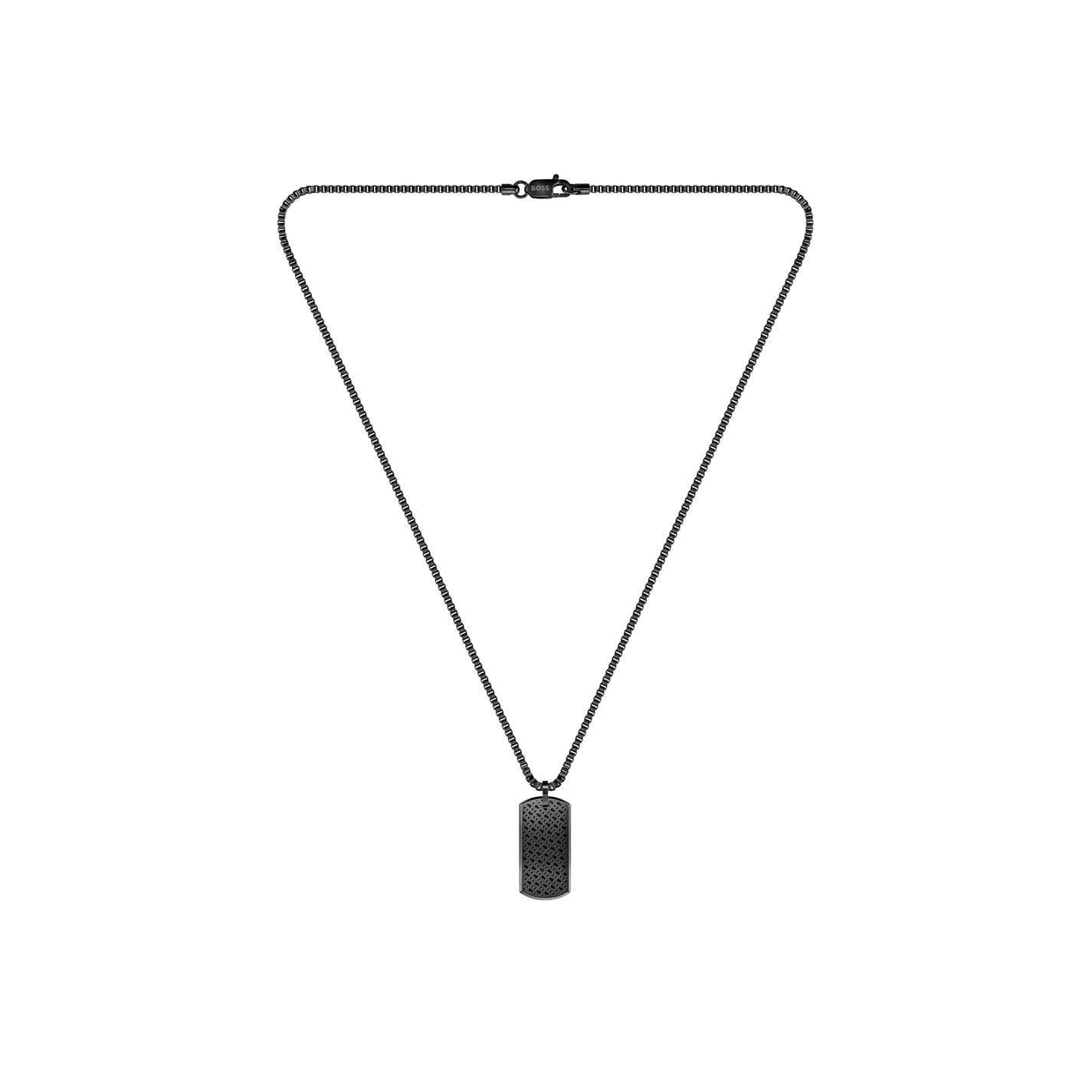 Black - Back - Boss Mens Black Ion Plating Necklace
