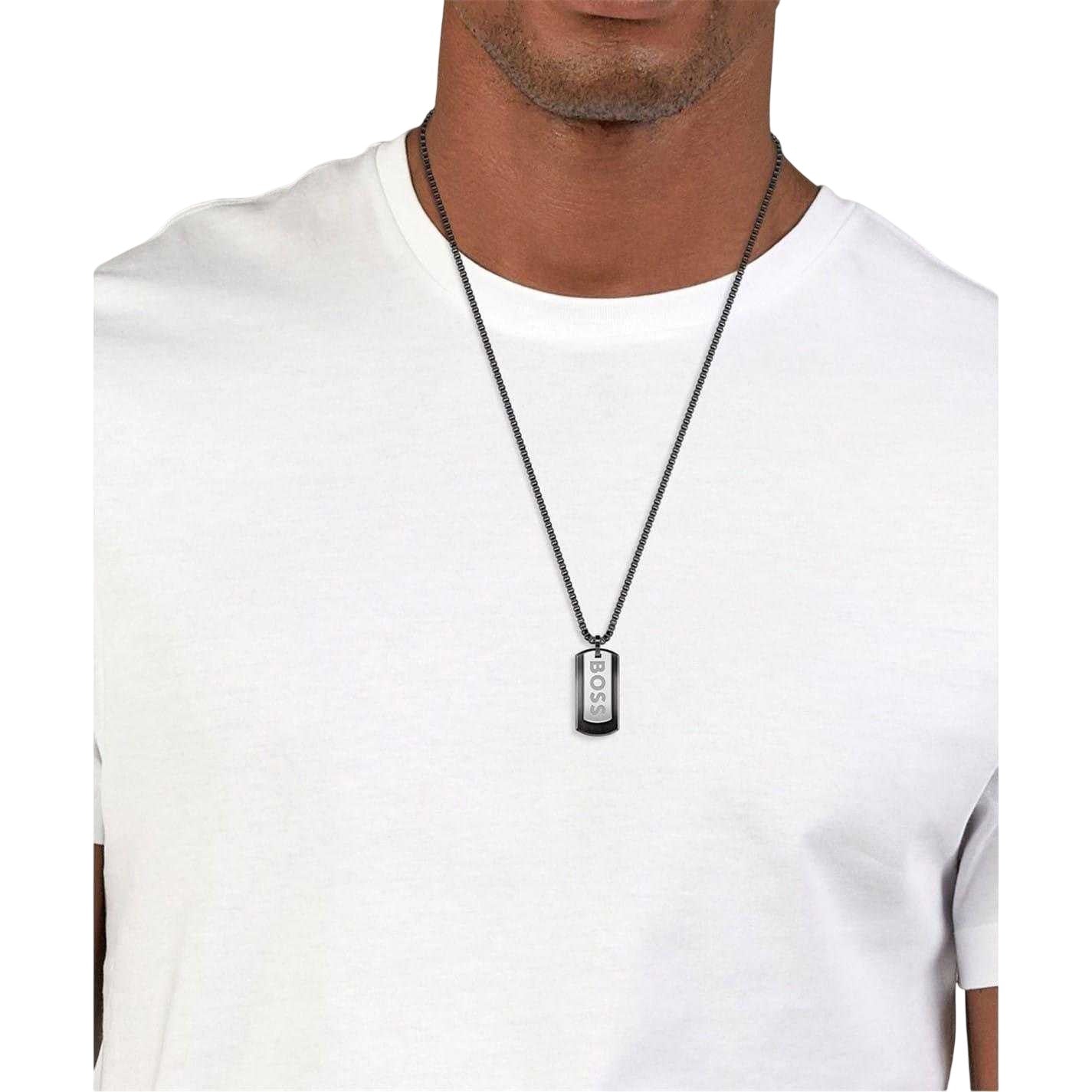 Black - Pack Shot - Boss Mens Black Ion Plating Necklace