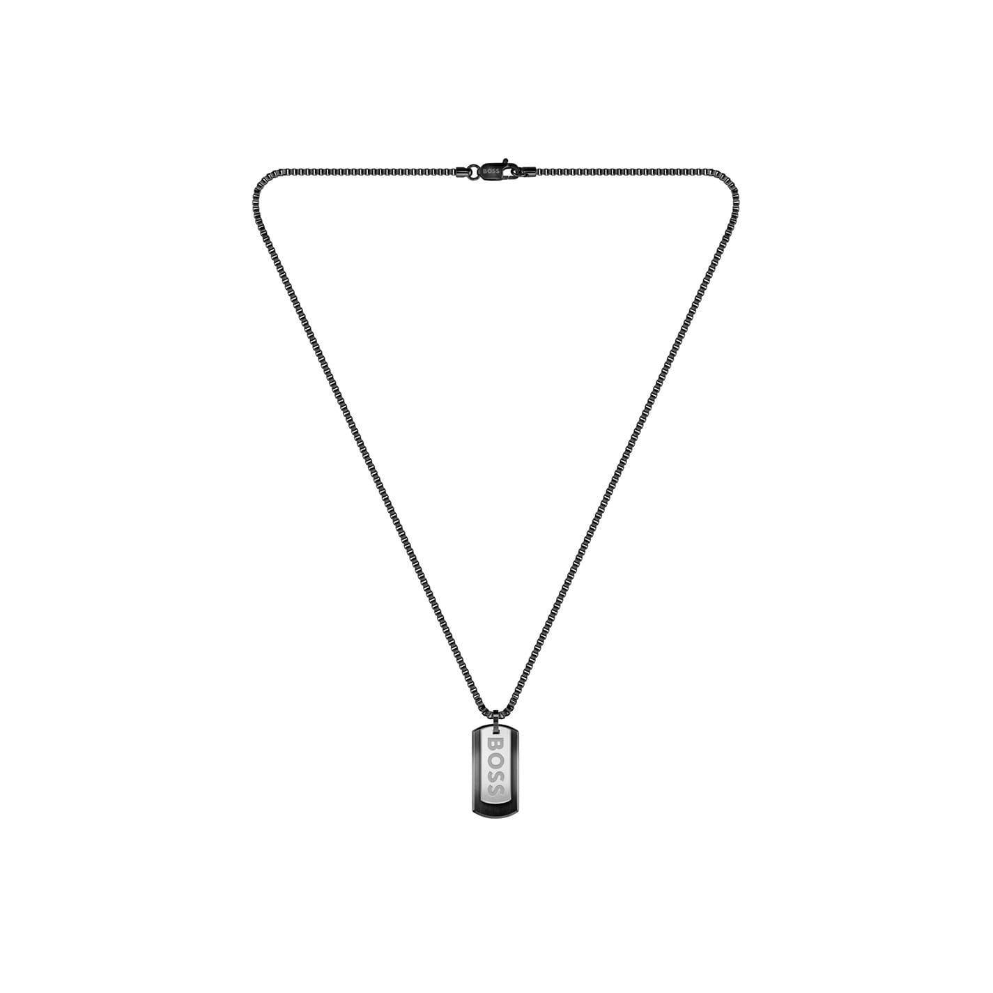 Black - Front - Boss Mens Black Ion Plating Necklace