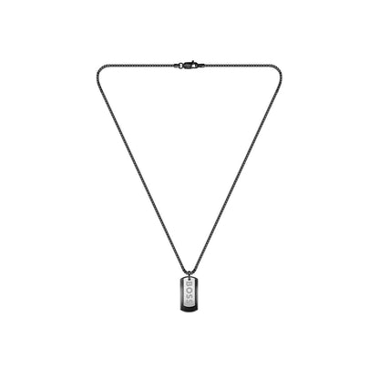 Black - Front - Boss Mens Black Ion Plating Necklace
