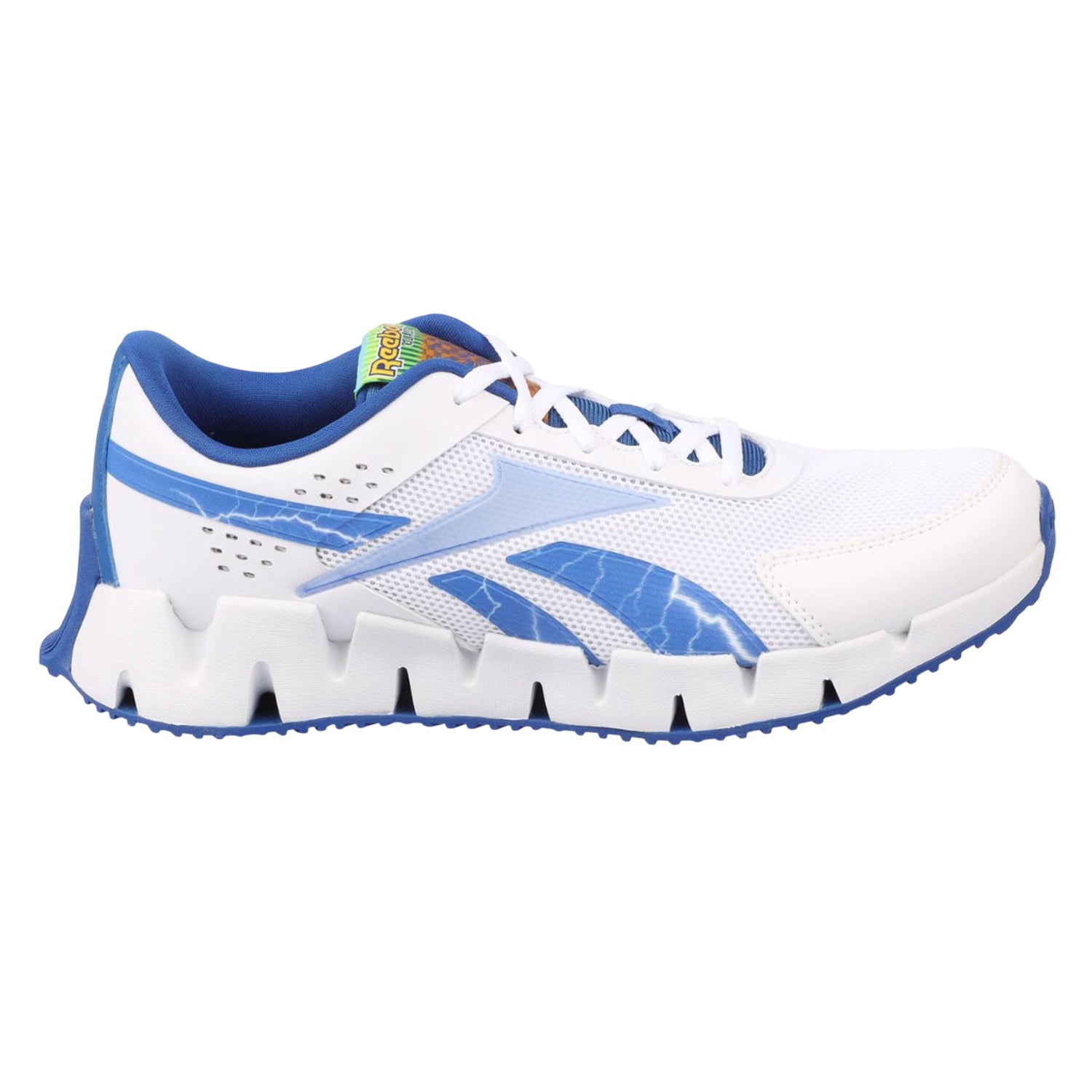 White-Blue - Side - Reebok Childrens-Kids Dynamica 2.0 Zig Zag Trainers