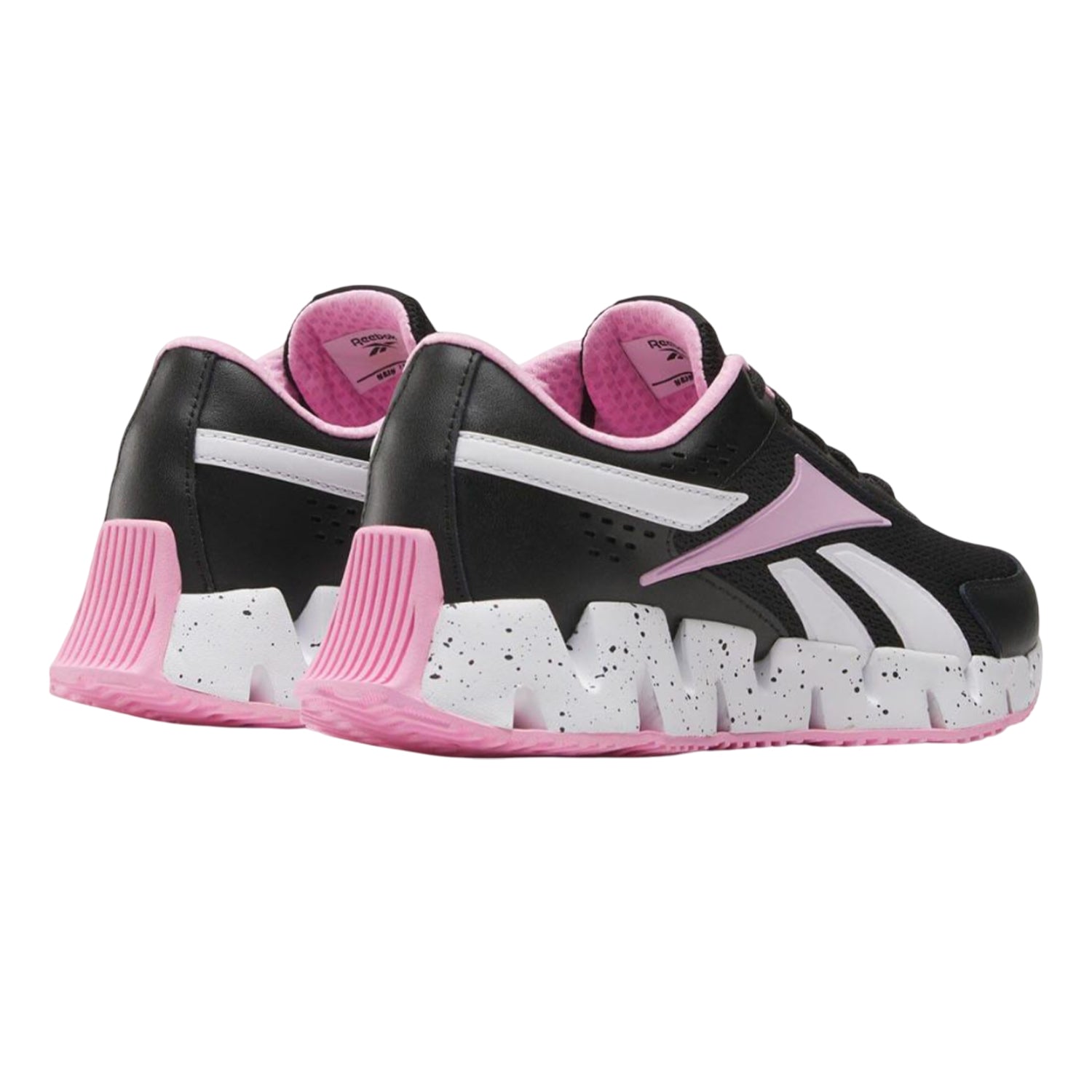 Black-Pink - Back - Reebok Childrens-Kids Dynamica 2.0 Zig Zag Trainers