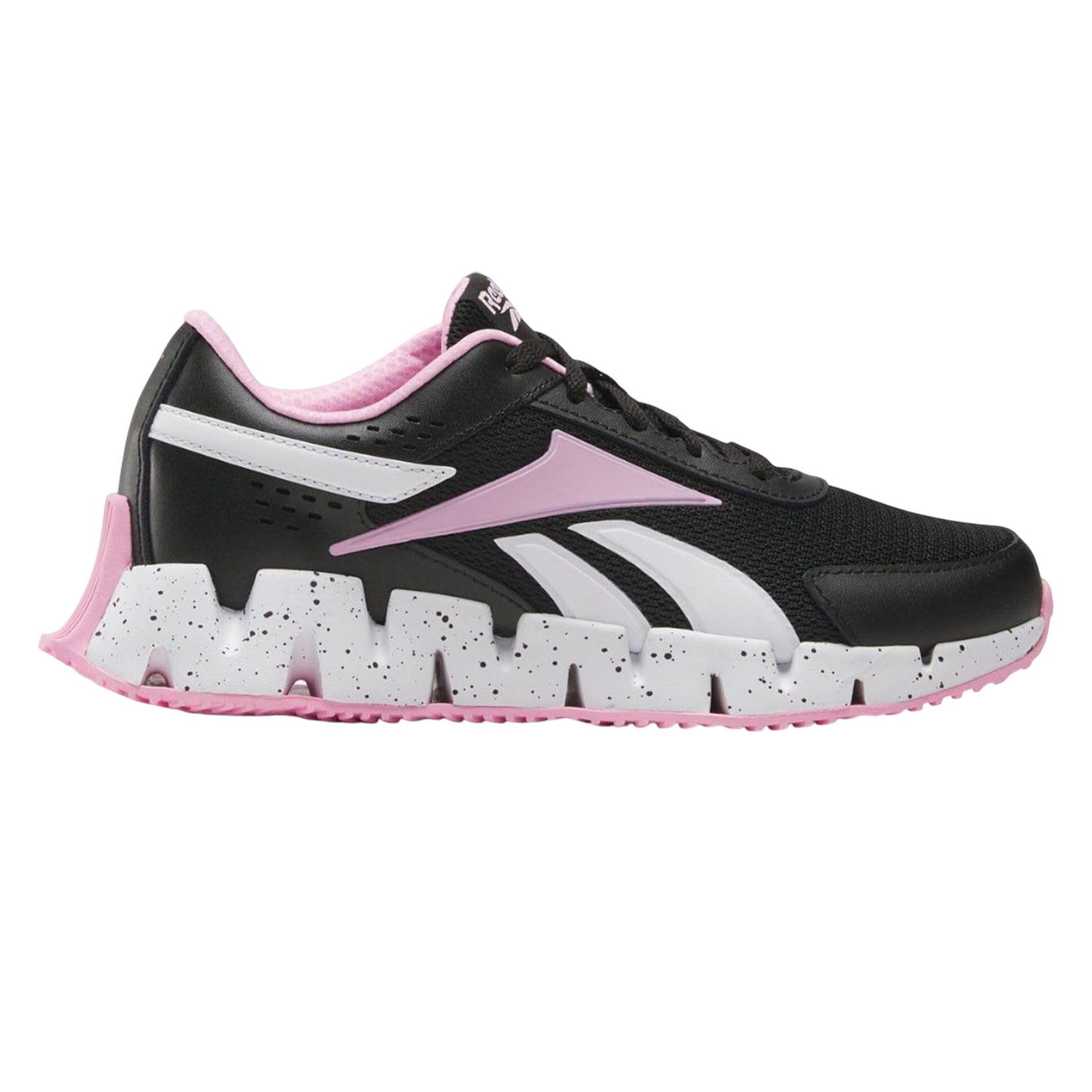 Black-Pink - Side - Reebok Childrens-Kids Dynamica 2.0 Zig Zag Trainers