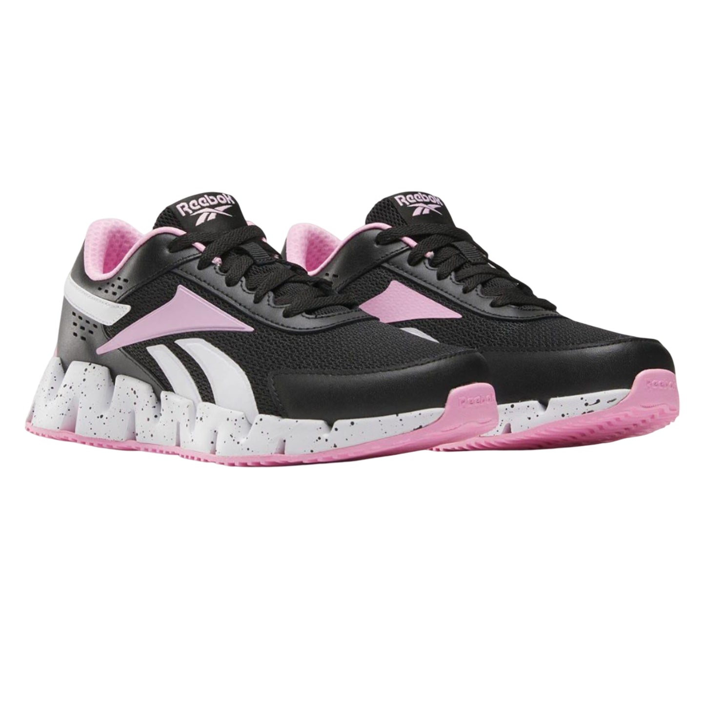 Black-Pink - Front - Reebok Childrens-Kids Dynamica 2.0 Zig Zag Trainers