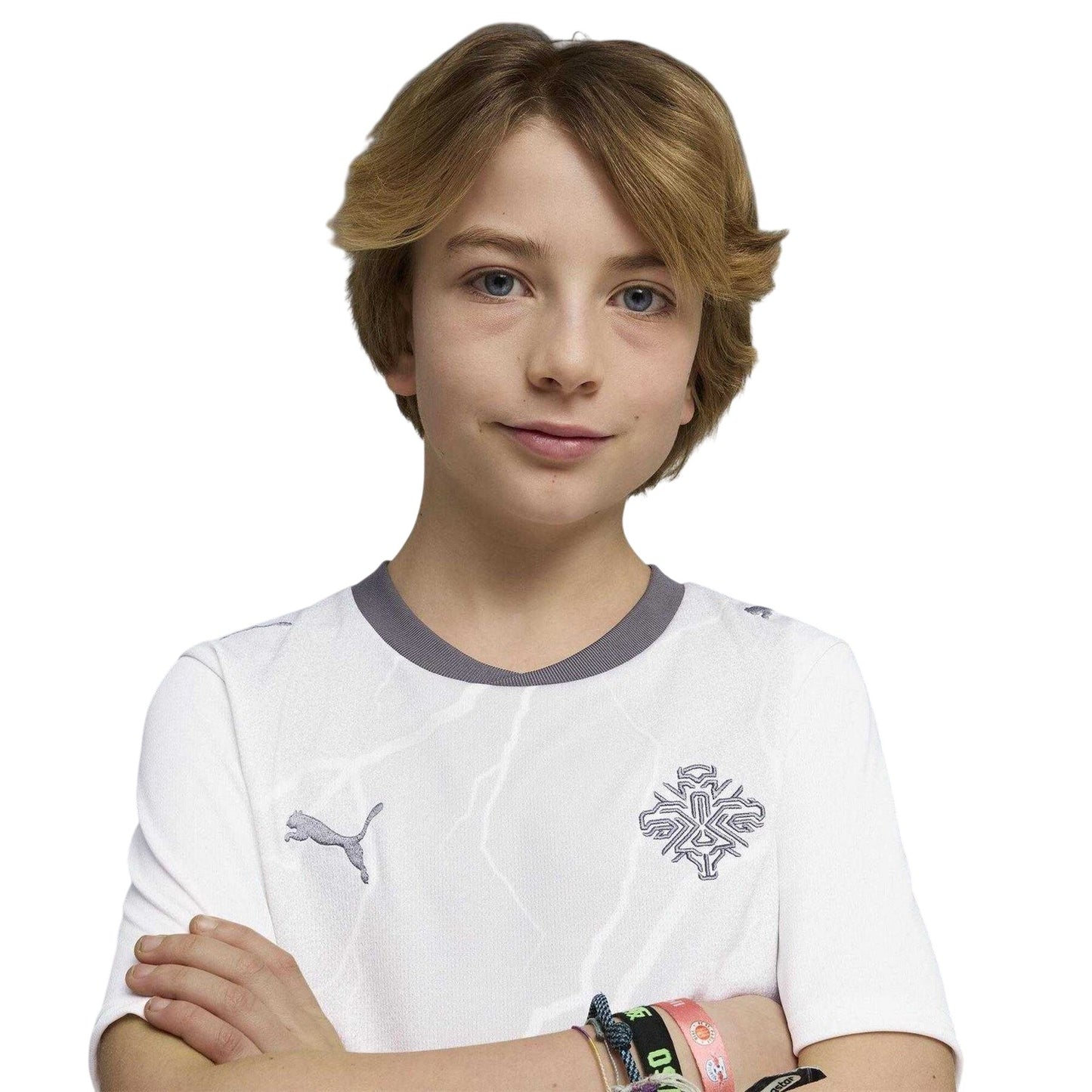 White-Grey - Side - Puma Childrens-Kids World Cup 2026 Iceland Away Shirt