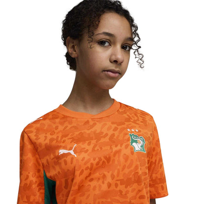 Orange-Green - Side - Puma Childrens-Kids World Cup 2026 Ivory Coast FC Football Shirt