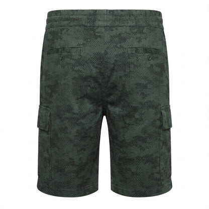 Deep Olive - Back - Crosshatch Mens Janscore All-Over Print Cargo Shorts
