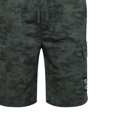 Deep Olive - Side - Crosshatch Mens Janscore All-Over Print Cargo Shorts