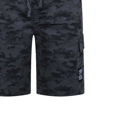 Dark Grey - Side - Crosshatch Mens Janscore All-Over Print Cargo Shorts