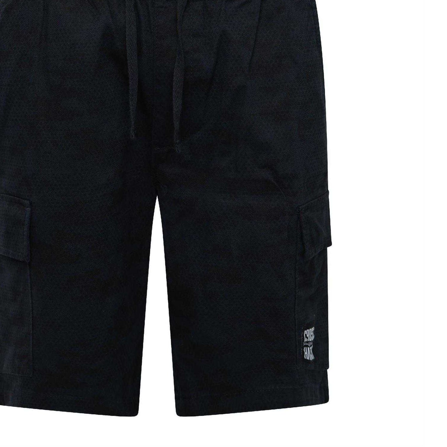Navy - Side - Crosshatch Mens Janscore All-Over Print Cargo Shorts