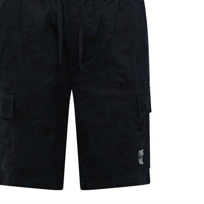 Navy - Side - Crosshatch Mens Janscore All-Over Print Cargo Shorts
