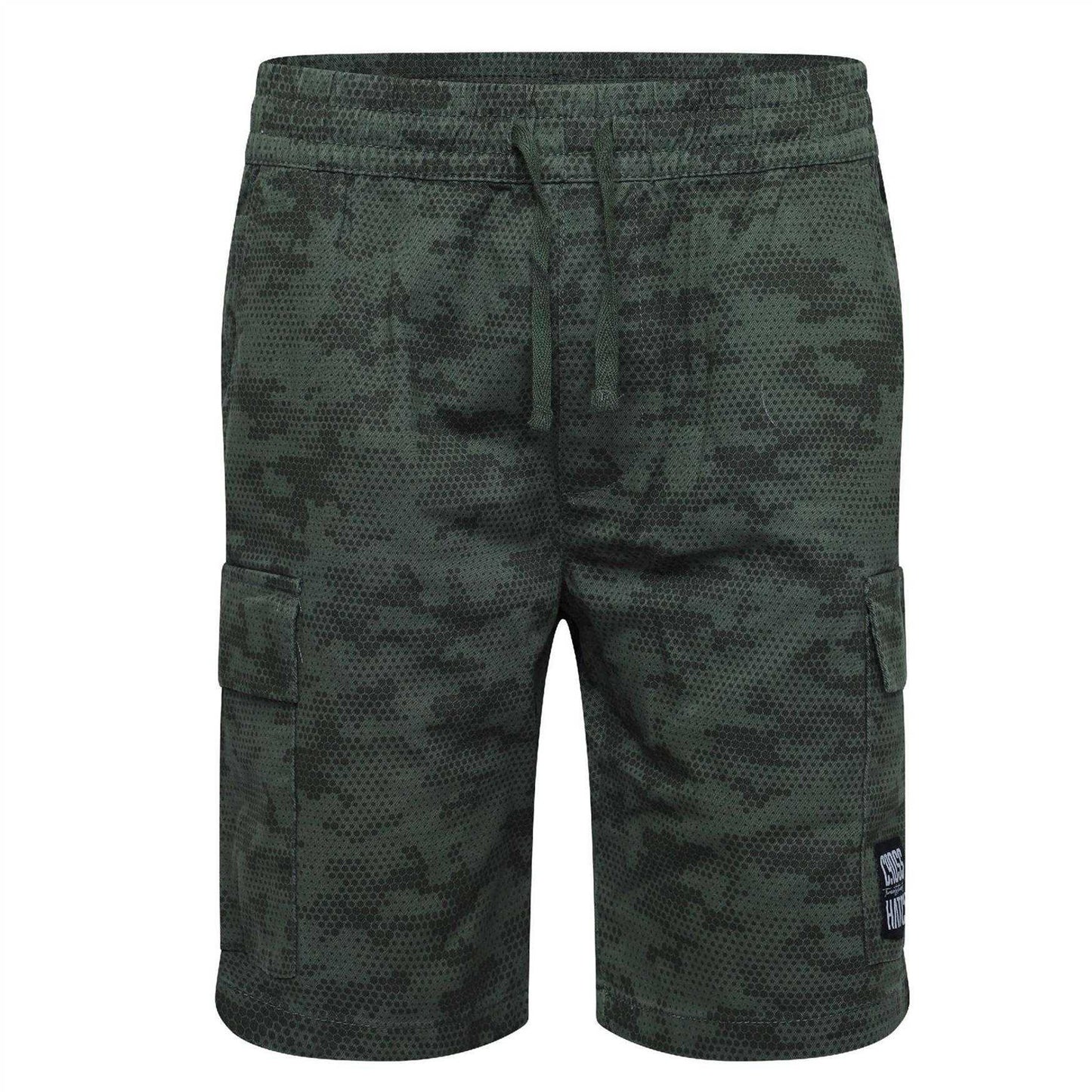 Deep Olive - Front - Crosshatch Mens Janscore All-Over Print Cargo Shorts