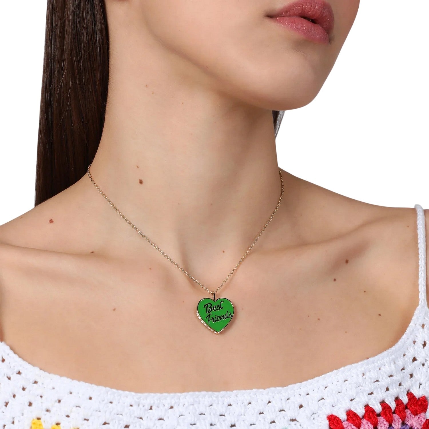 Green-Gold - Side - Chiara Ferragni Best Friends Heart Necklace
