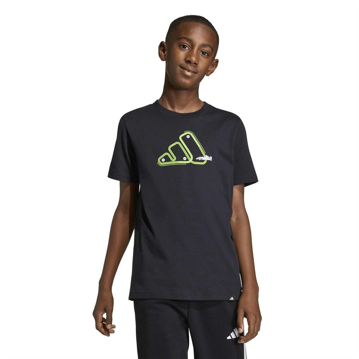 Black - Side - Adidas Childrens-Kids Graphic Print T-Shirt