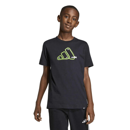 Black - Side - Adidas Childrens-Kids Graphic Print T-Shirt