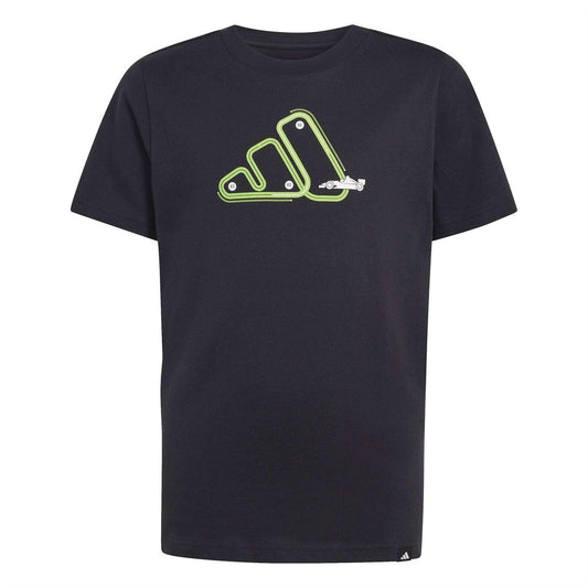 Black - Front - Adidas Childrens-Kids Graphic Print T-Shirt