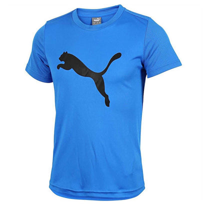 Blue - Front - Puma Childrens-Kids Logo Regular T-Shirt