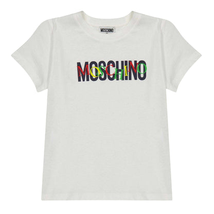 Cloud - Front - Moschino Childrens-Kids Logo Short-Sleeved T-Shirt