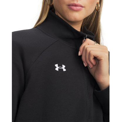 Black - Side - Under Armour Womens-Ladies Rival Half Zip Sweatshirt