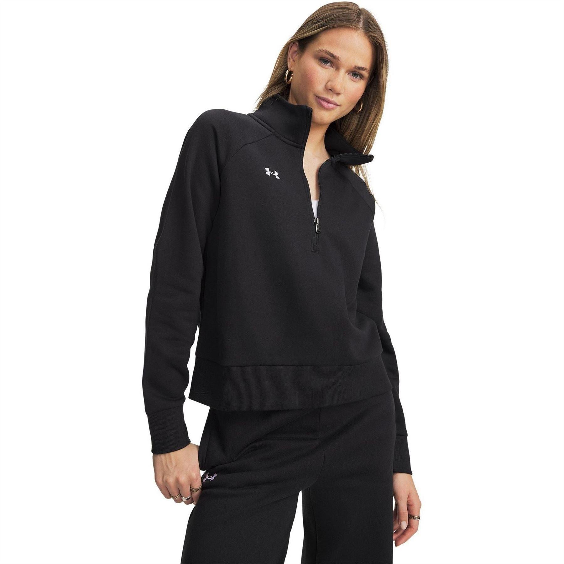 Black - Lifestyle - Under Armour Womens-Ladies Rival Half Zip Sweatshirt