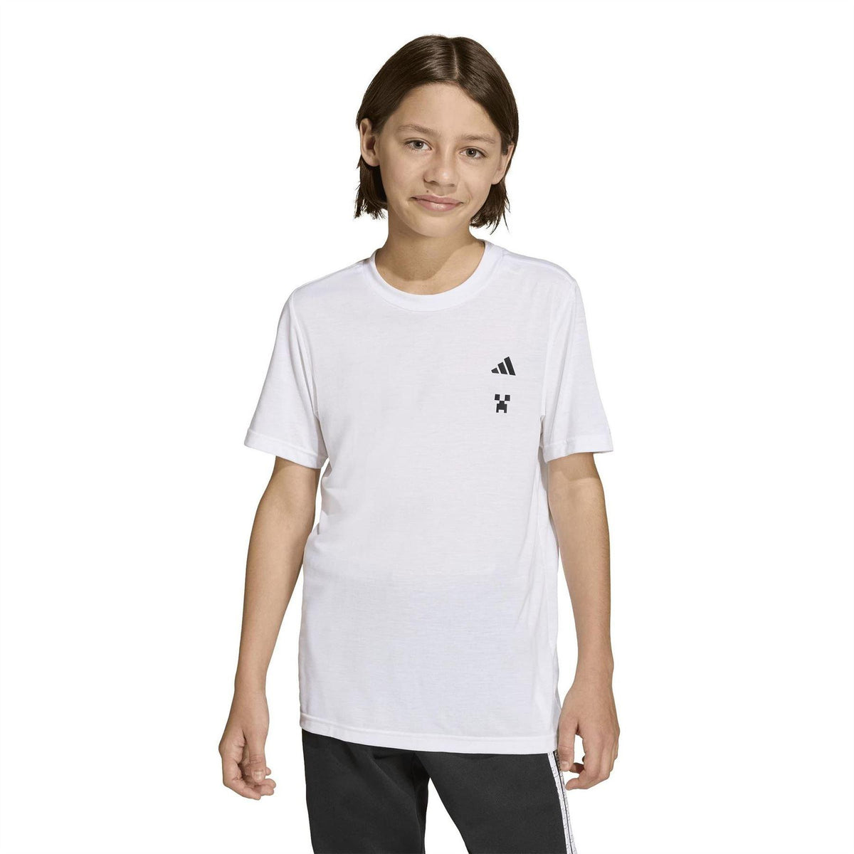 White - Side - Adidas Childrens-Kids Creeper Minecraft Performance T-Shirt