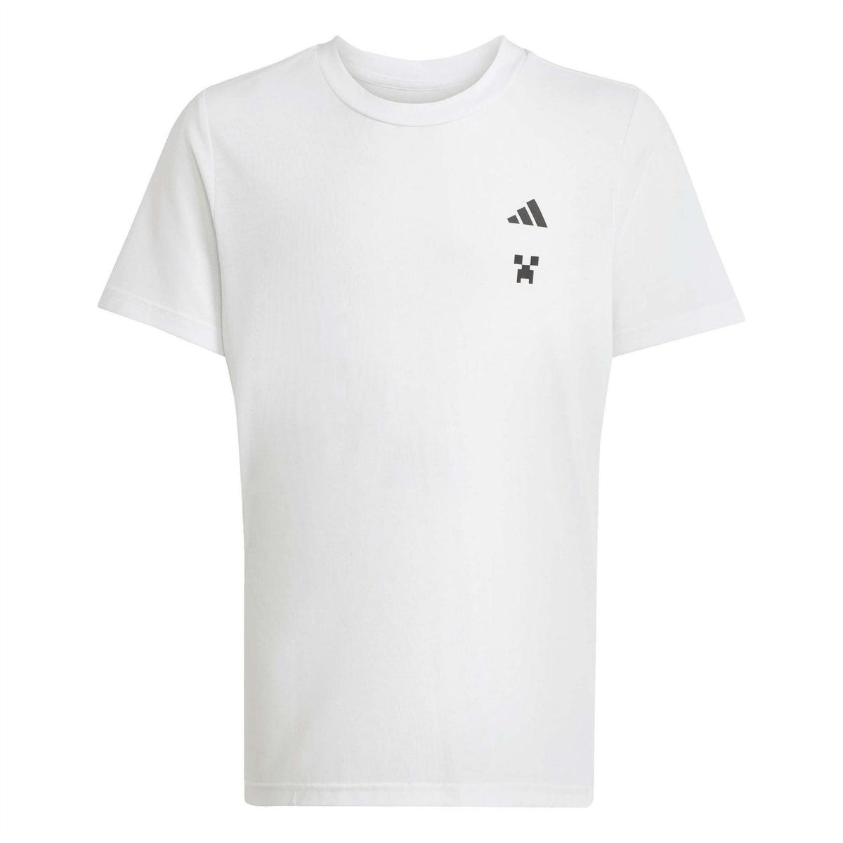 White - Front - Adidas Childrens-Kids Creeper Minecraft Performance T-Shirt