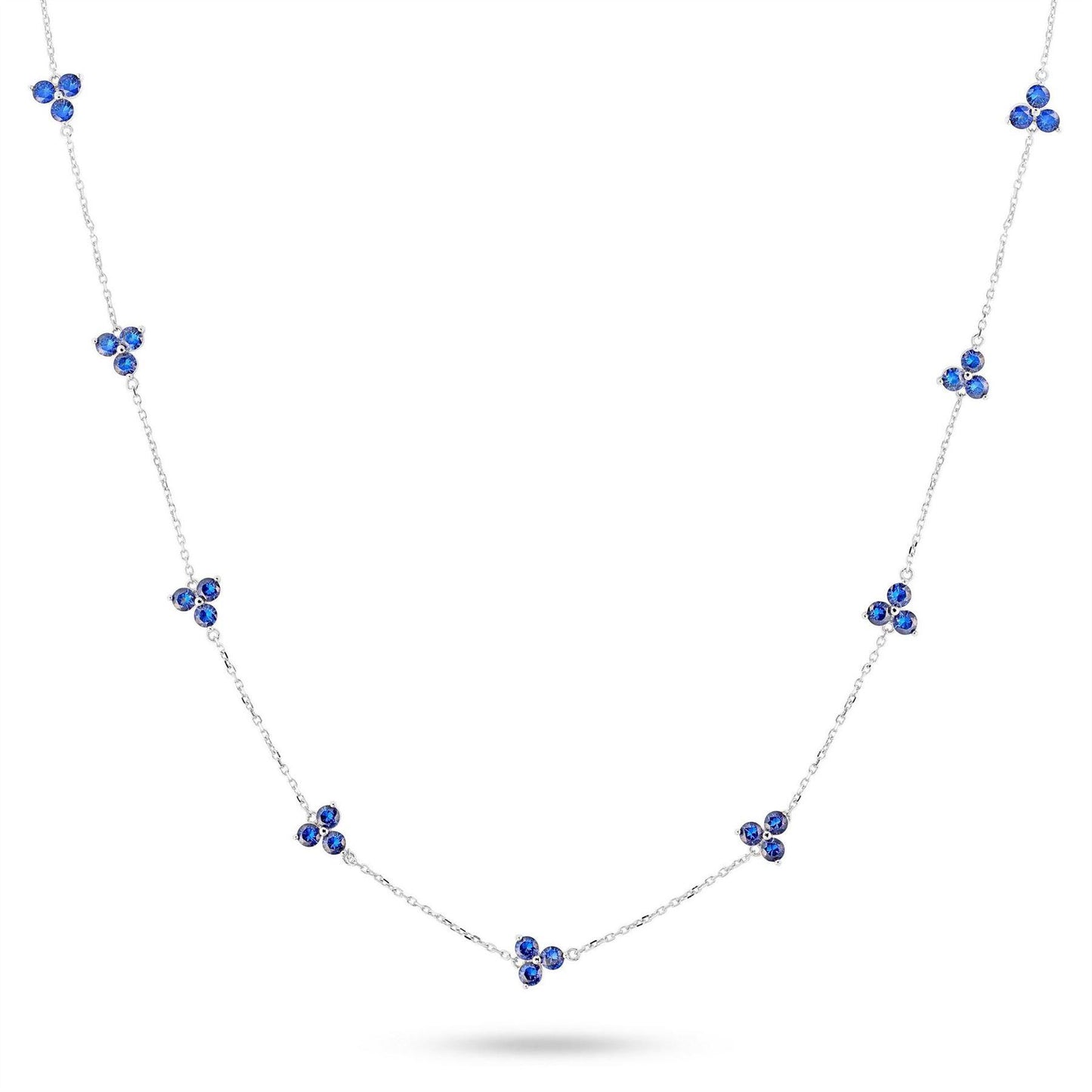Blue-Silver - Front - Common Lines 925 Sterling Silver Necklace