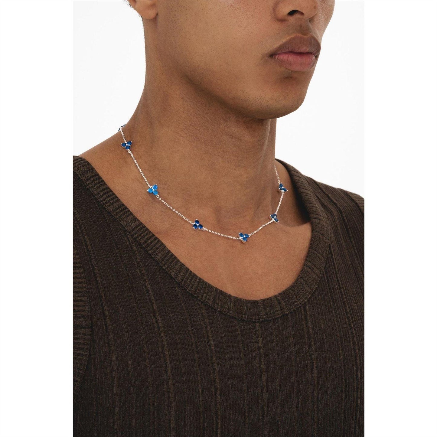 Blue-Silver - Side - Common Lines 925 Sterling Silver Necklace
