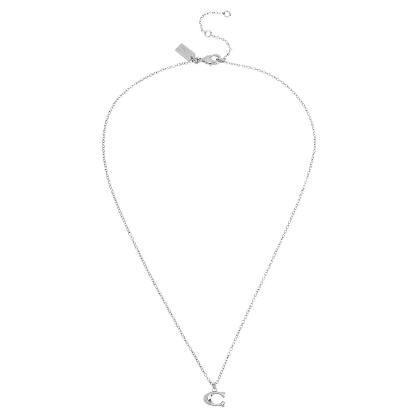 Silver - Front - Coach C Metal Necklace