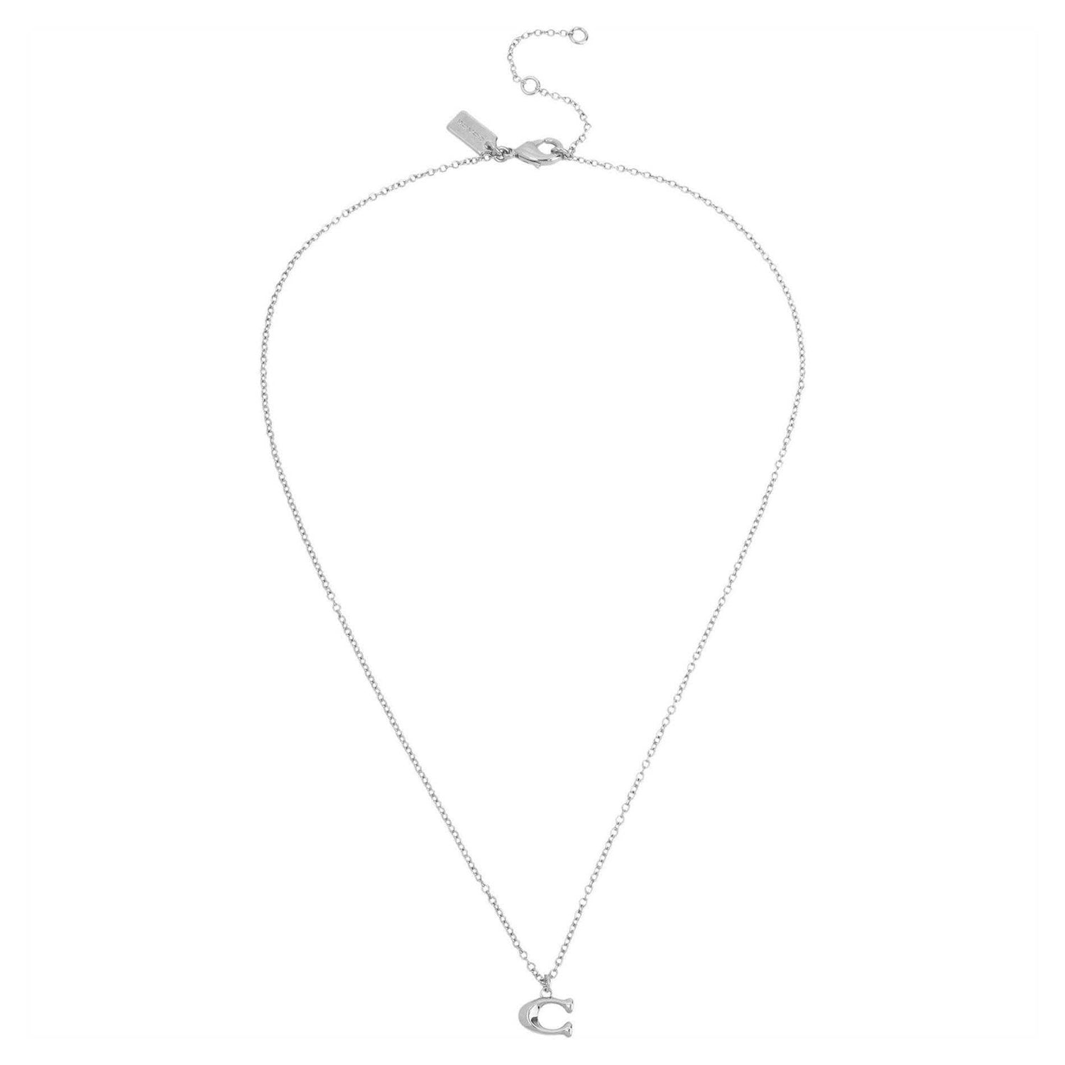 Silver - Front - Coach C Metal Necklace