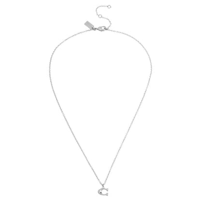Silver - Front - Coach C Metal Necklace