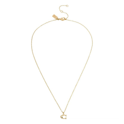 Gold - Front - Coach C Metal Necklace