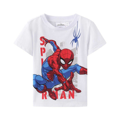 White - Front - Spider-Man Childrens-Kids Cotton T-Shirt