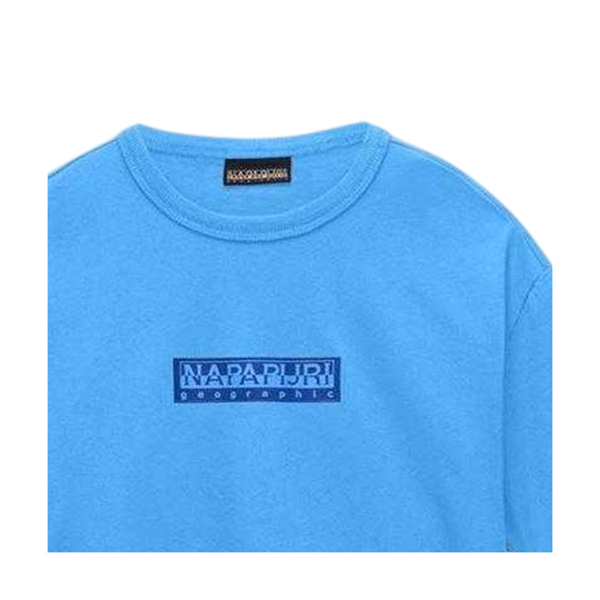 Blue - Side - Napapijri Childrens-Kids Box Logo T-Shirt