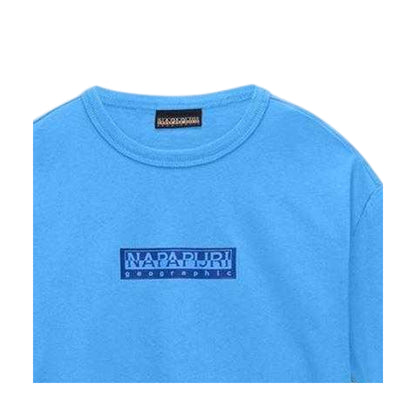 Blue - Side - Napapijri Childrens-Kids Box Logo T-Shirt