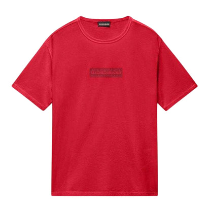 Red - Front - Napapijri Childrens-Kids Box Logo T-Shirt