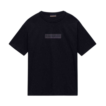 Black - Front - Napapijri Childrens-Kids Box Logo T-Shirt