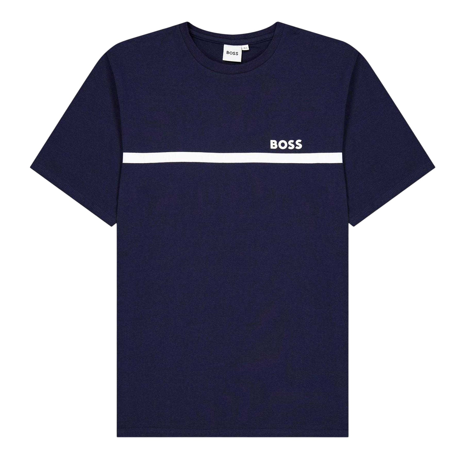 Navy - Front - Boss Childrens-Kids Regular T-Shirt