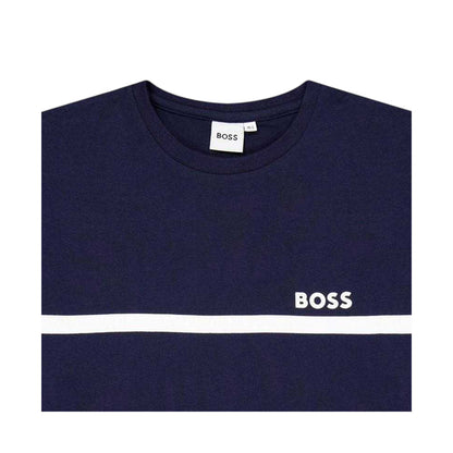 Navy - Side - Boss Childrens-Kids Regular T-Shirt