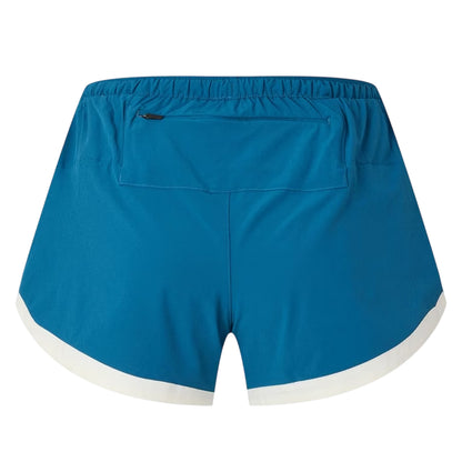 Blue - Back - New Balance Womens-Ladies Trackside Split Hem Running Shorts