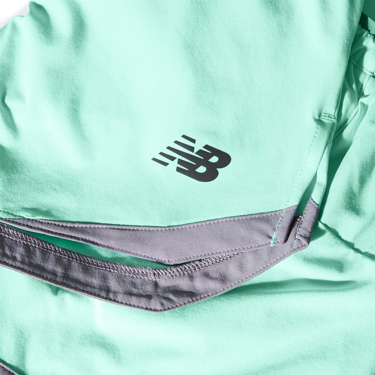 Mint - Side - New Balance Womens-Ladies Trackside Split Hem Running Shorts