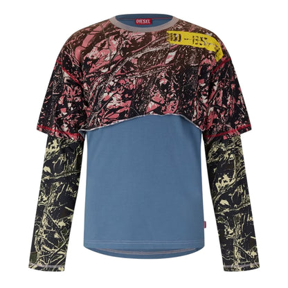 Multicoloured Camo - Front - Diesel Mens Camouflage T-Shirt