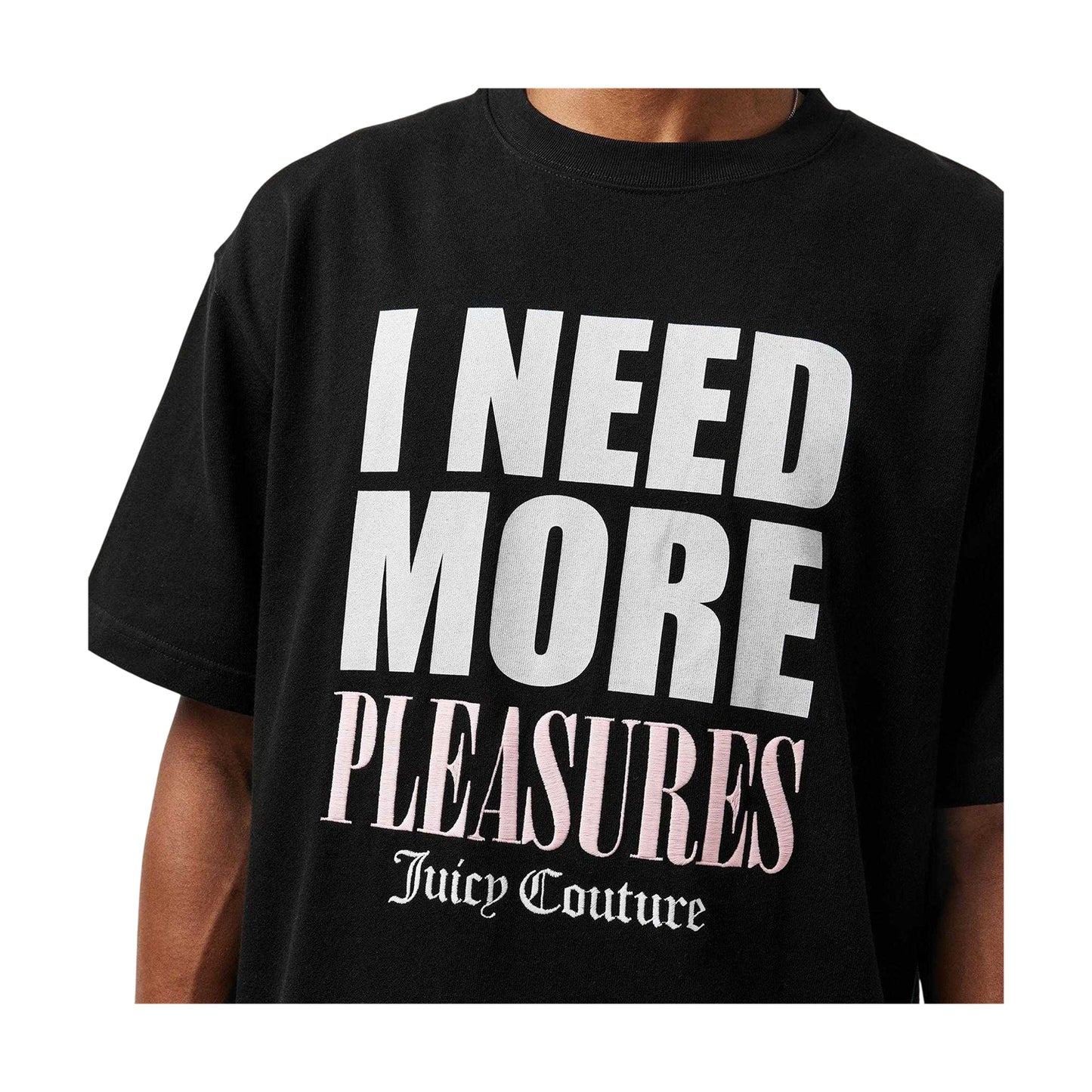 Black - Side - Juicy Couture Unisex Adult More Pleasure Oversized T-Shirt
