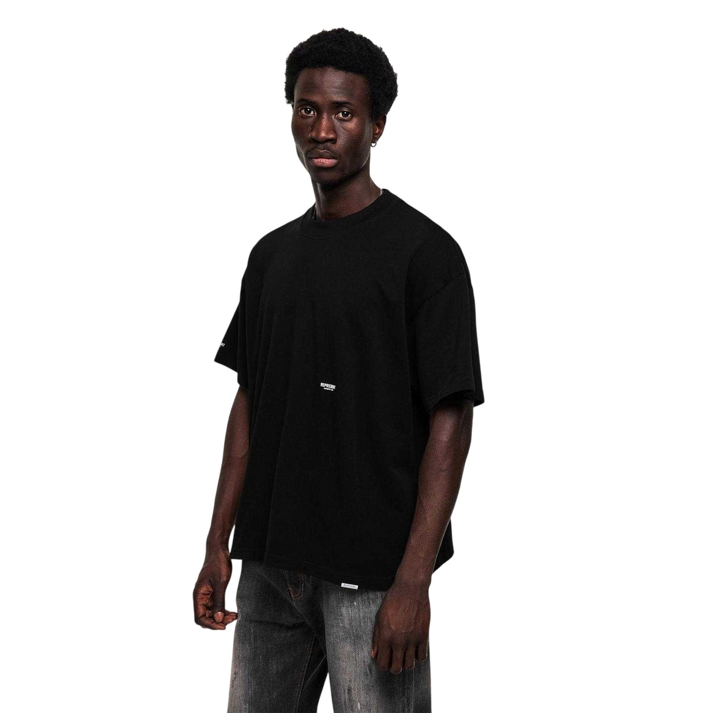 Jet Black - Side - Represent Mens Owners Club Oversized Short-Sleeved T-Shirt