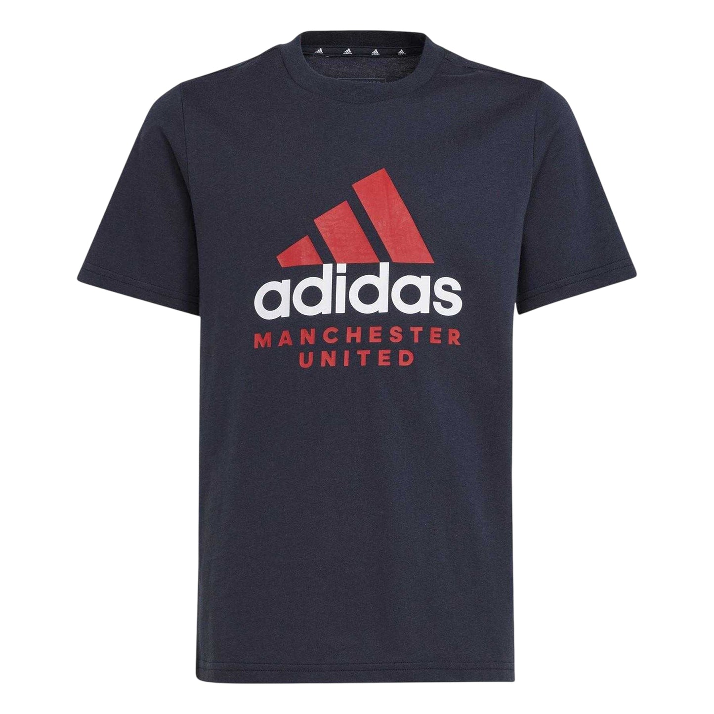 Navy - Front - Adidas Childrens-Kids Manchester United Cotton T-Shirt