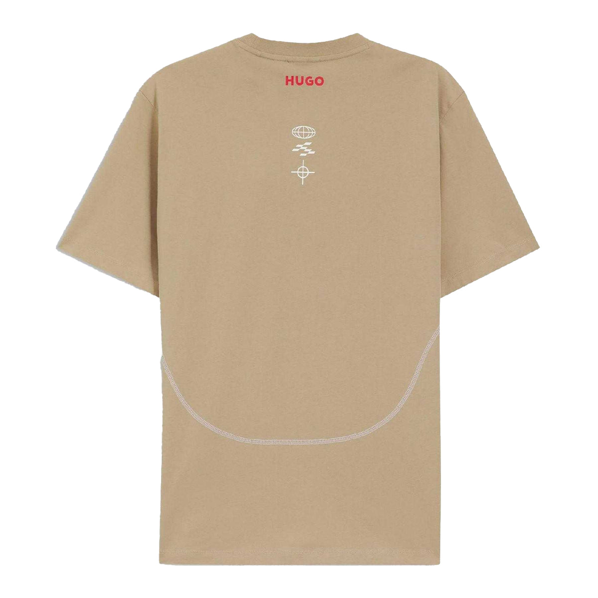 Medium Beige - Back - Hugo Unisex Adult Crew Neck Short-Sleeved Competition T-Shirt