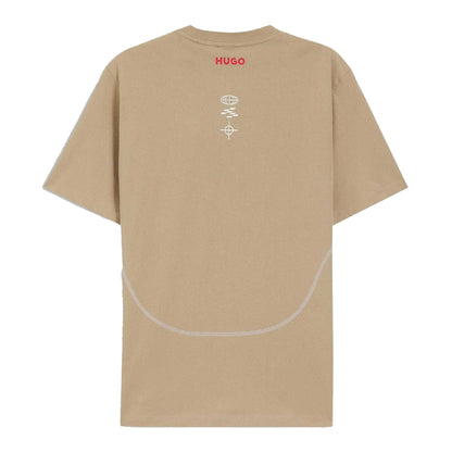 Medium Beige - Back - Hugo Unisex Adult Crew Neck Short-Sleeved Competition T-Shirt