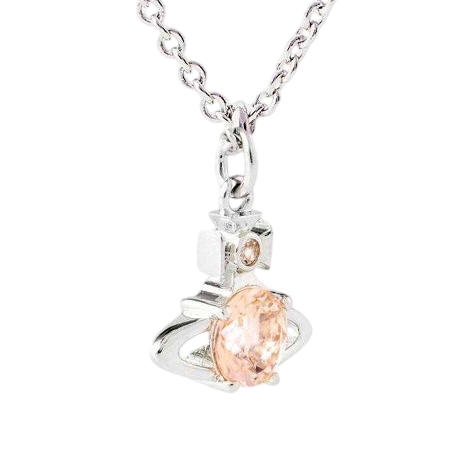 Silver-Pink - Side - Vivienne Westwood Orb Necklace & Pendant