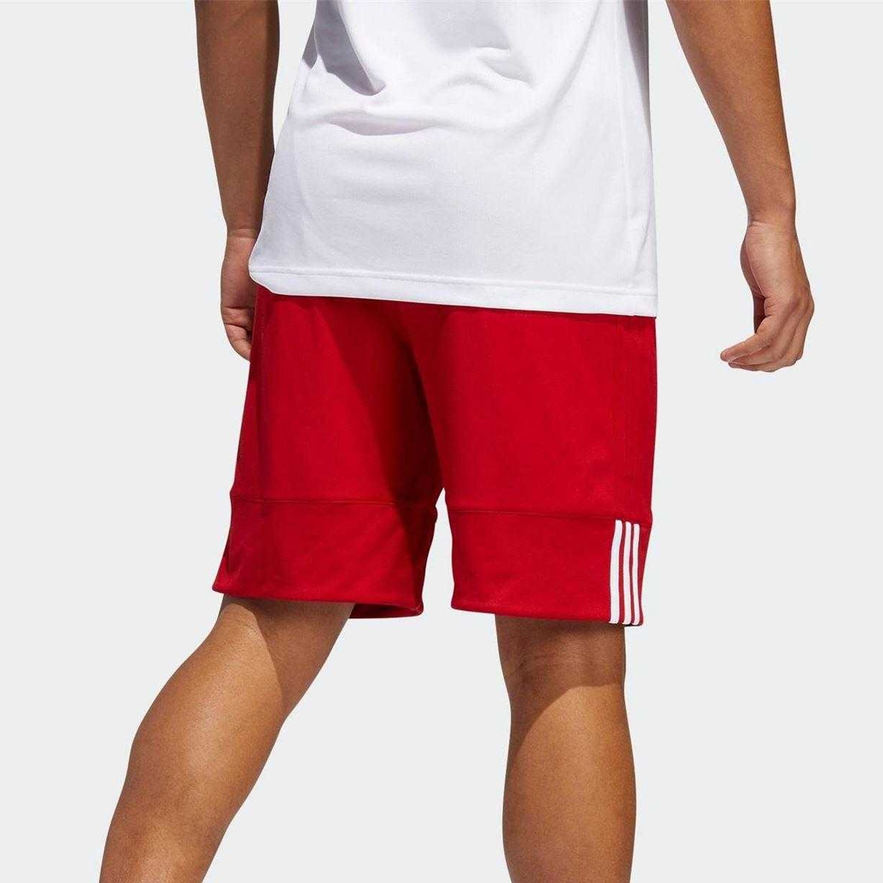 Red-White - Back - Adidas Mens Spped Reversible 3 Stripes Basketball Shorts