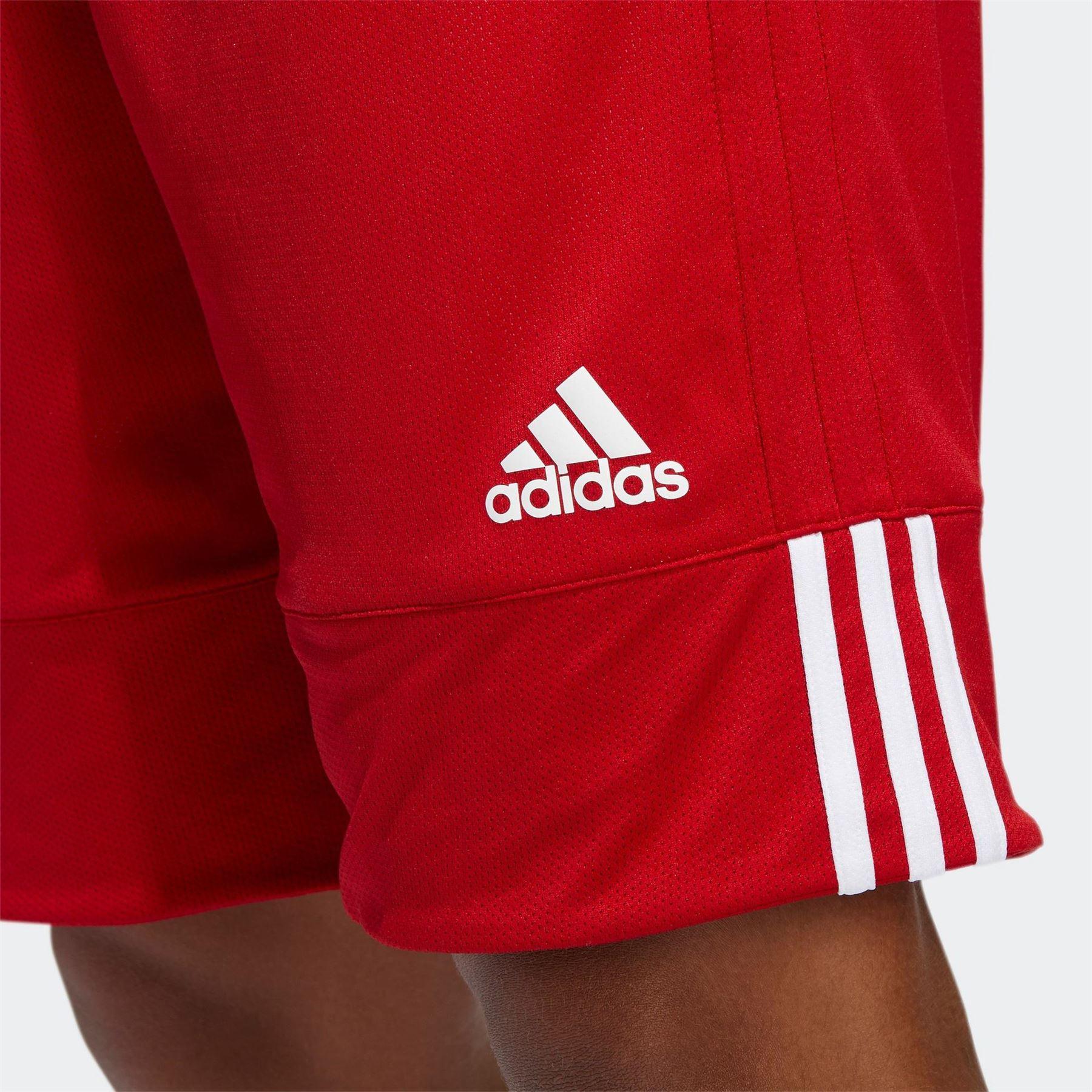 Red-White - Side - Adidas Mens Spped Reversible 3 Stripes Basketball Shorts